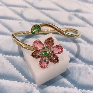 Swarovski Gold Bracelet with Pink and Green Accents
